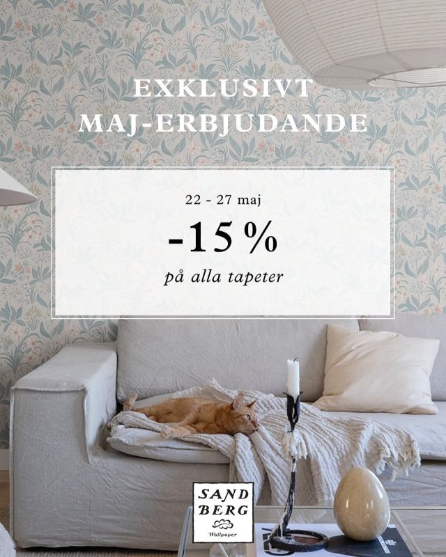Exklusivt erbjudande från @sandbergwallpaper
15% på tapeter från @sandbergwallpaper
Gäller 22-27 maj!!
Passa på!
.
#curtsfärg #nybrosäldstafärghandel #sandbergwallpaper #tapeter #handlalokalt